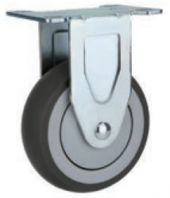 Bánh xe đẩy TPR (cao su xám) 75mm, 100mm, 125mm càng thép cố định tải trung