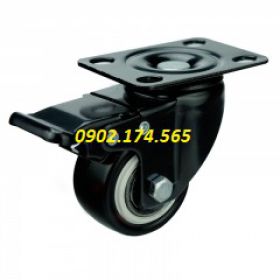 Bánh xe PVC màu đen 40mm, 50mm, 63.5mm, 75mm càng xoay khóa tải nhẹ