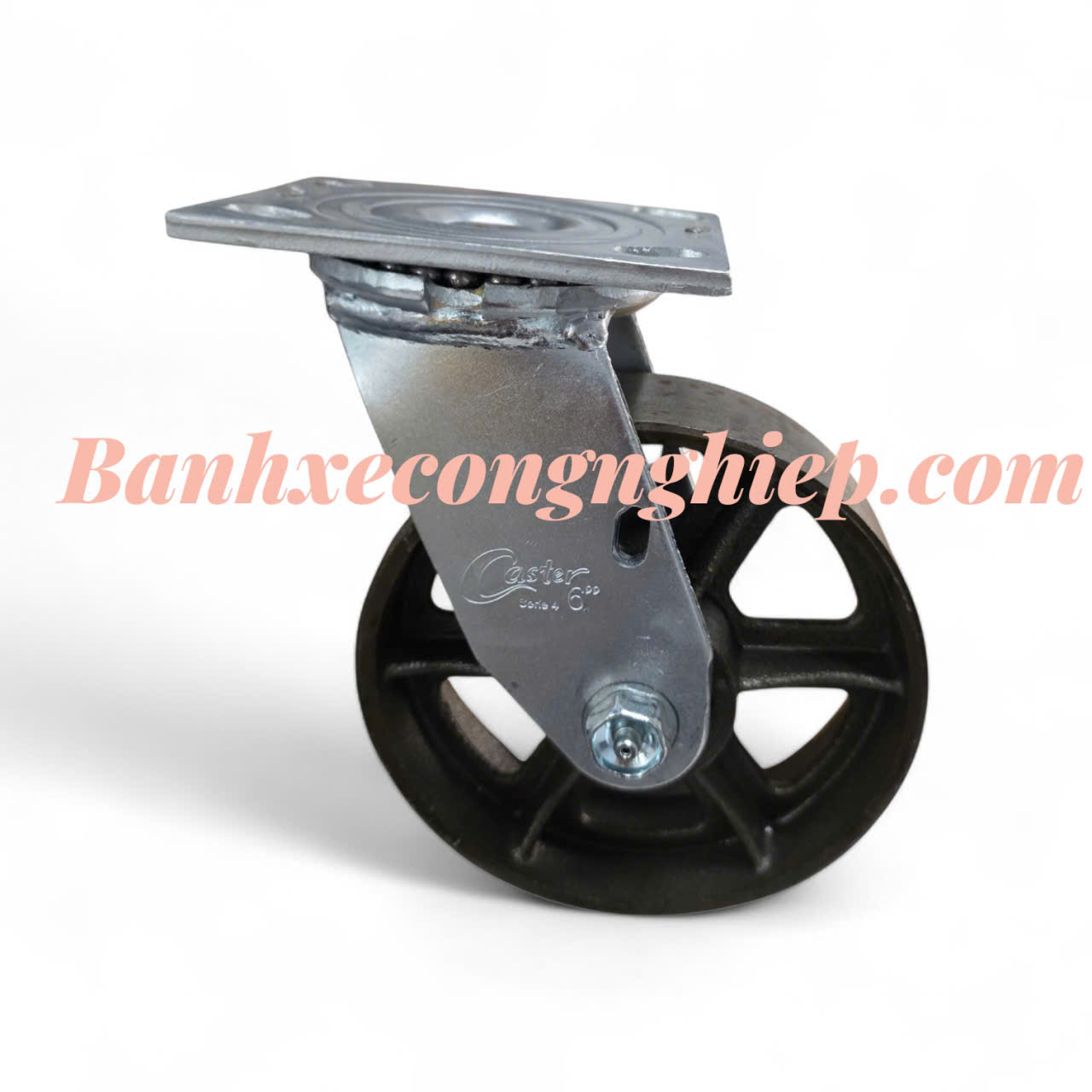 Bánh xe PU gang đúc 150mm, 200mm càng thép xoay Caster Serie 4 tải nặng