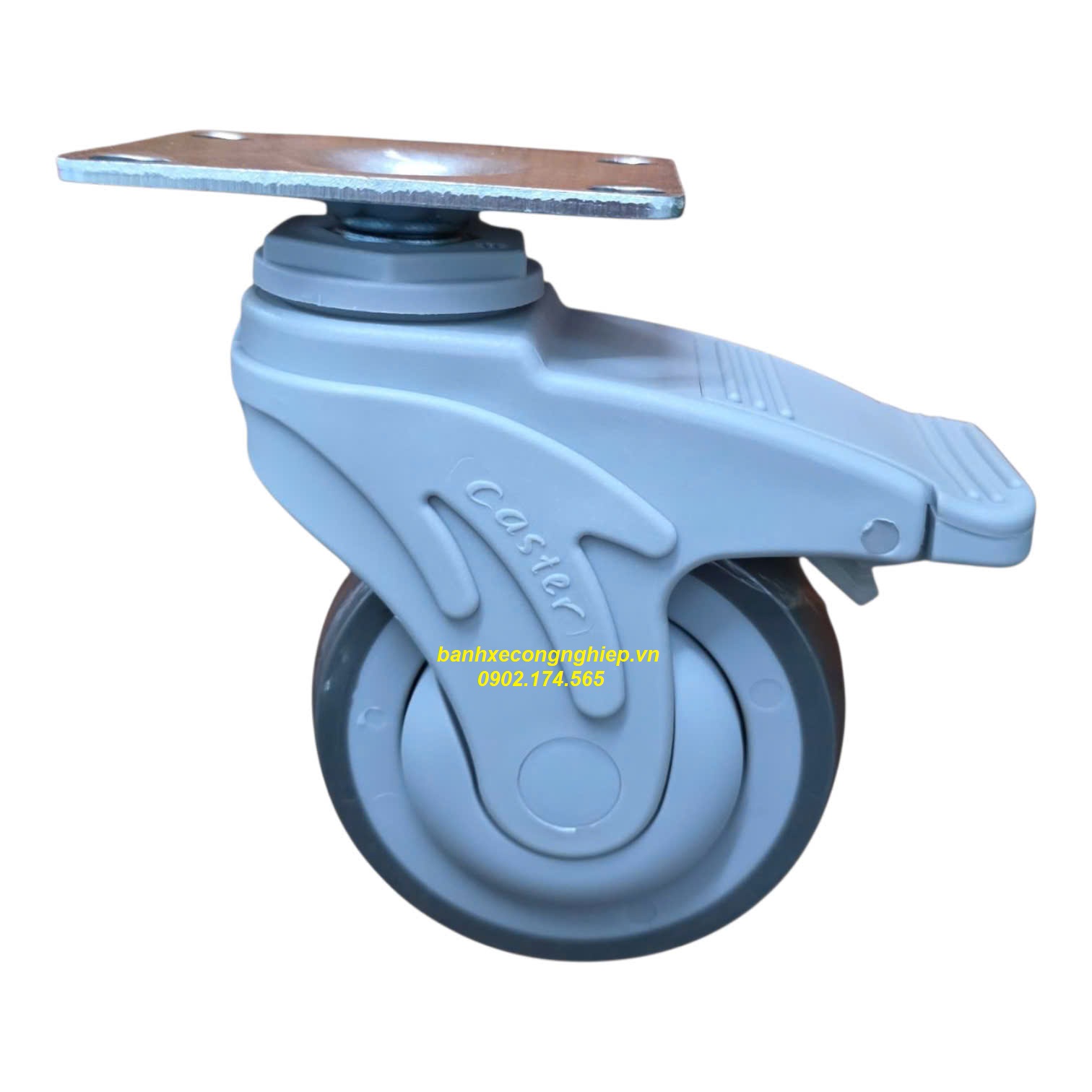 Bánh xe TPR75mm, 100mm, 125mm càng nhựa Nylon xoay khóa Caster Serie 2