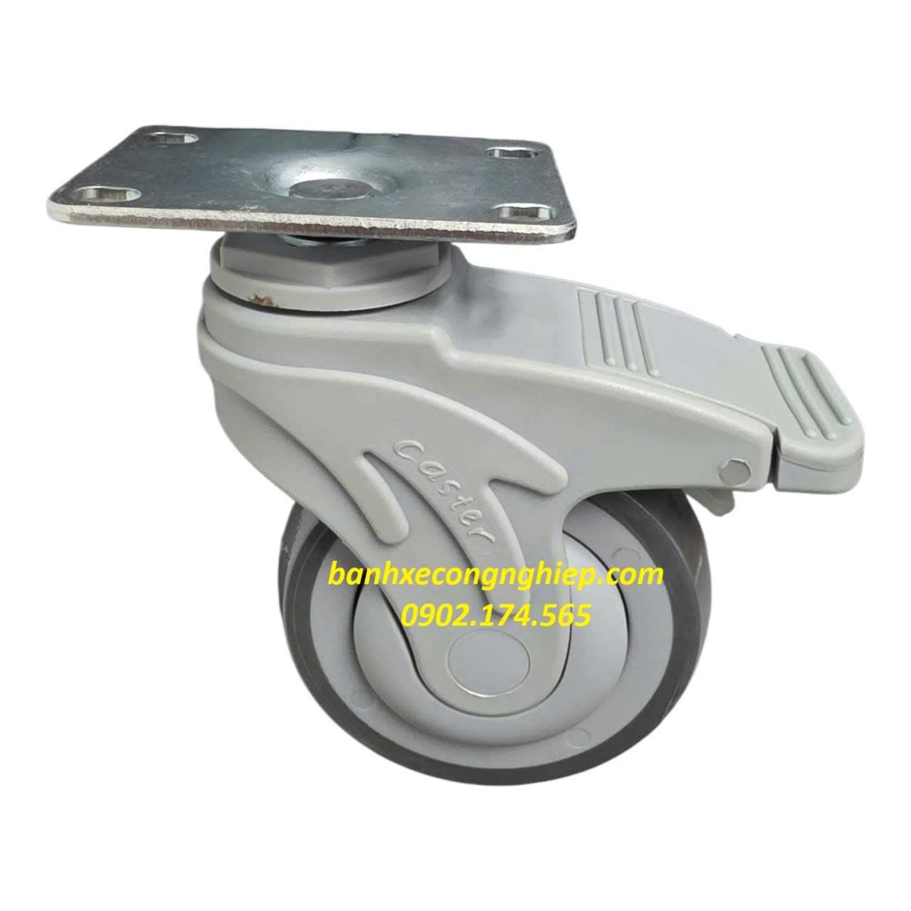 Bánh xe TPR75mm, 100mm, 125mm càng nhựa Nylon xoay khóa Caster Serie 2