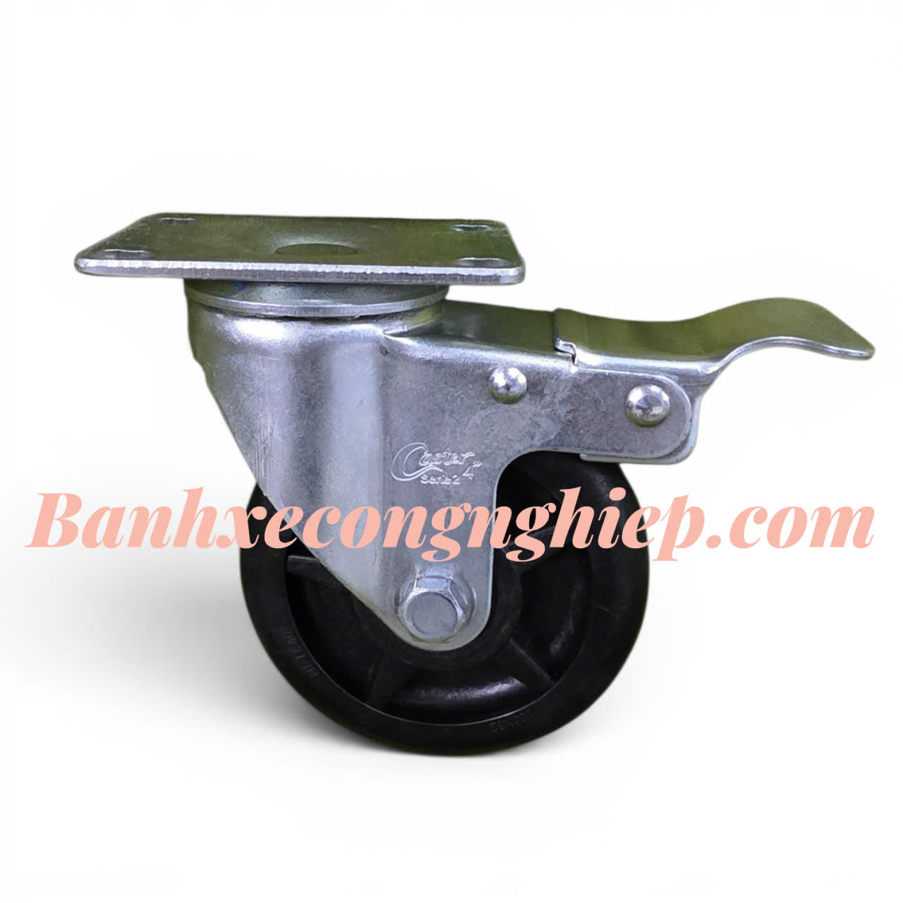Bánh xe chịu nhiệt độ cao Hi-temp 75mm, 100mm, 125mm càng thép xoay khóa Caster Serie 2 tải trung