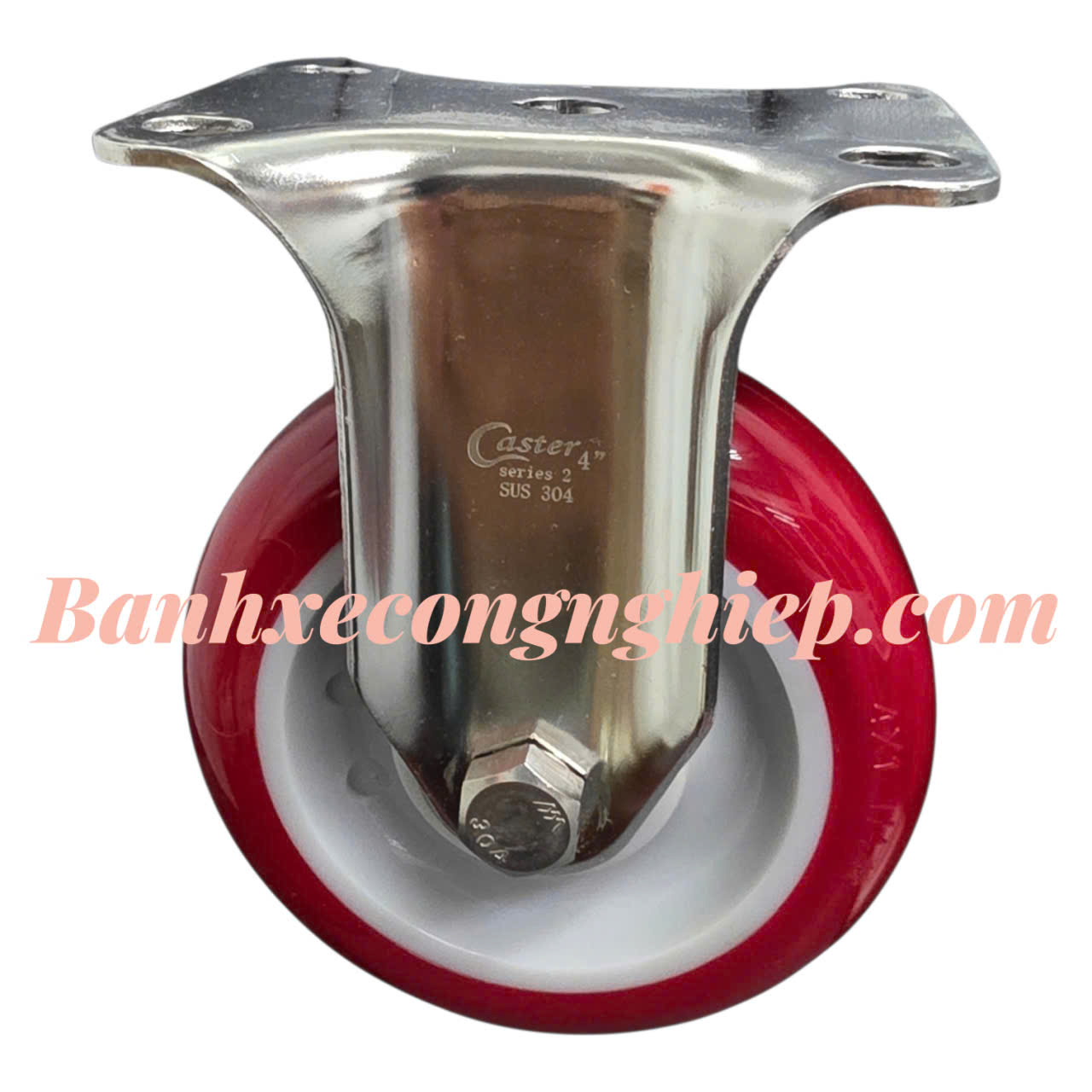 Bánh xe PU (Urethane) 75mm, 100mm, 125mm  màu nâu càng inox 304 cố định