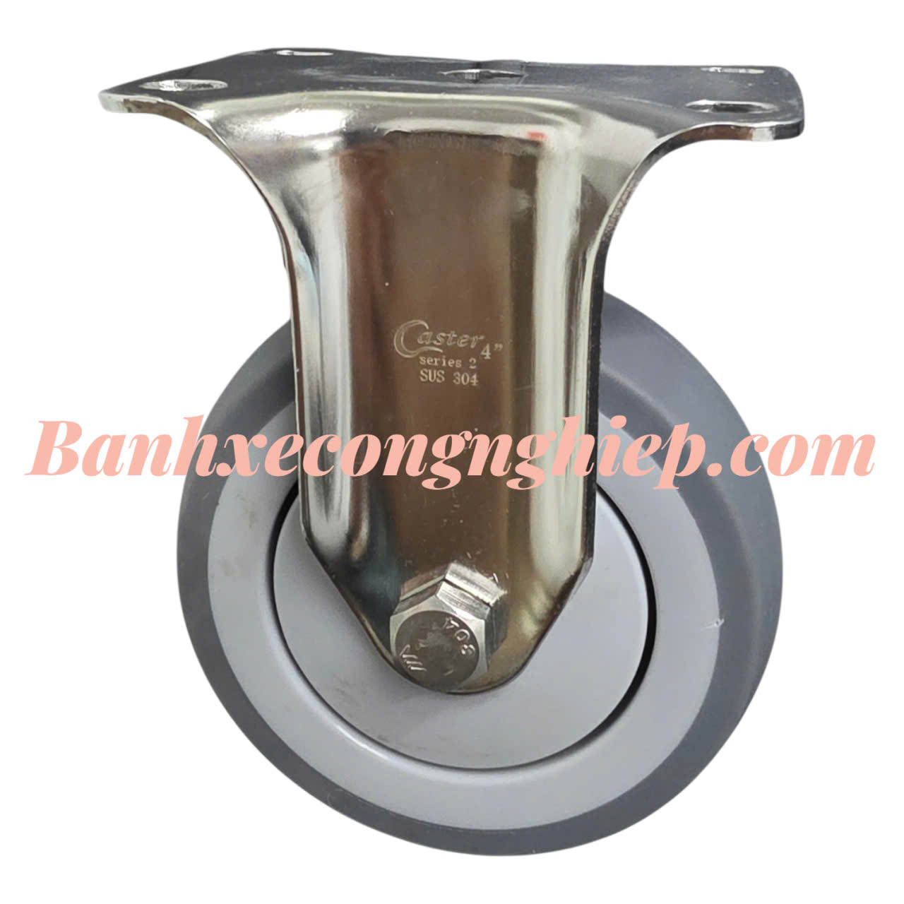 Bánh xe TPR 75mm, 100mm, 125mm, 150mm càng inox 304 cố định Caster Serie 2 tải trung