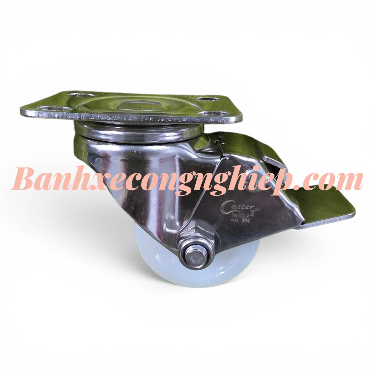 Bánh xe PA 50mm càng inox 304 xoay khóa Caster Serie 2 tải trung