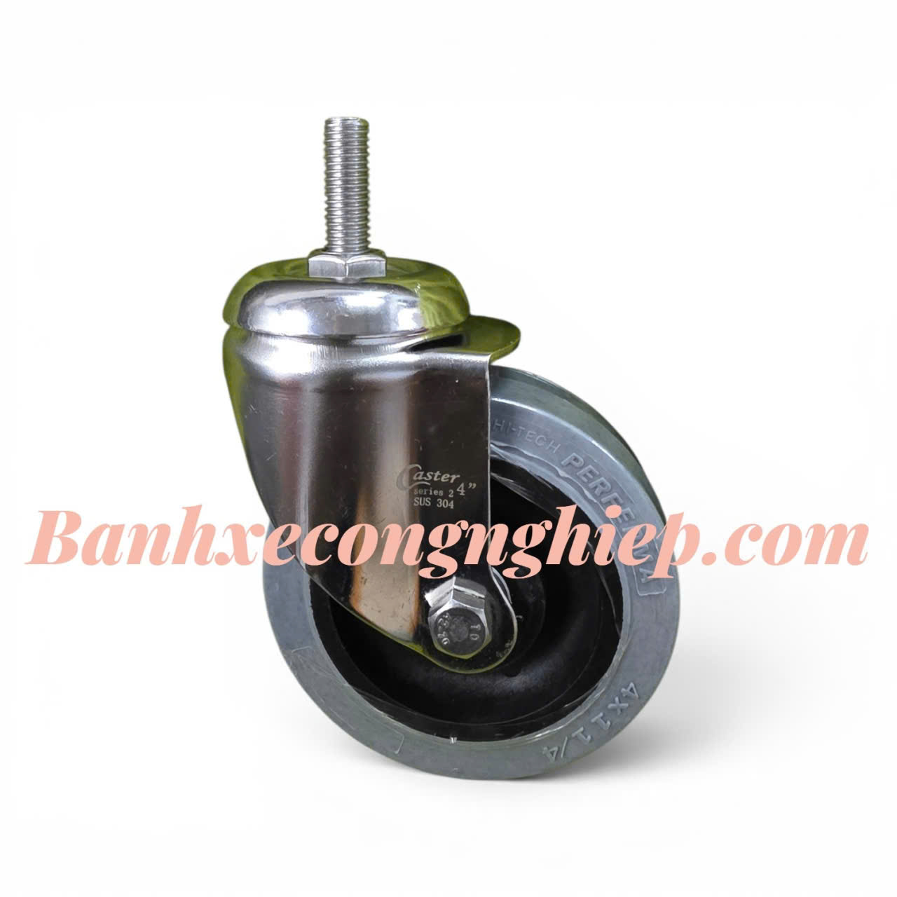 Bánh xe chống tĩnh điện ESD cao su Hi-tech Perferma 75mm, 100mm, 125mm càng inox 304 xoay M12 Caster Serie 2 tải trung