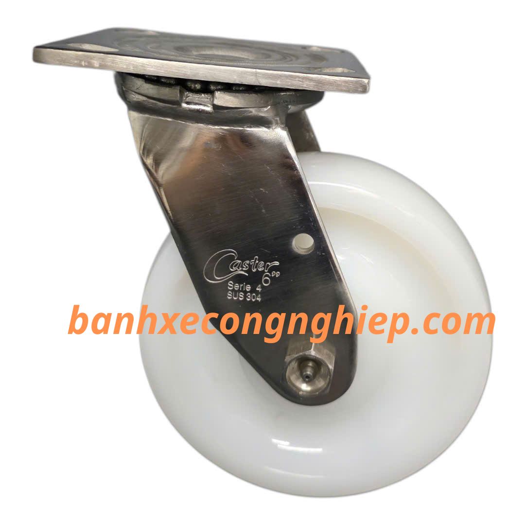 Bánh xe PA 100mm, 125mm, 150mm, 200mm càng inox 304 xoay Caster Serie 4 tải nặng