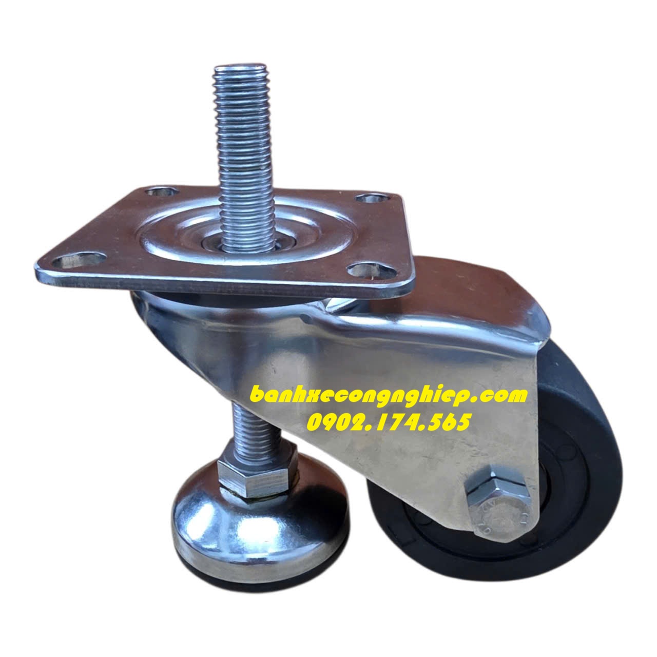 Bánh xe PA75x47 càng inox 304 Caster Serie 4 xoay chân tăng chỉnh Caster Serie 4 tải nặng