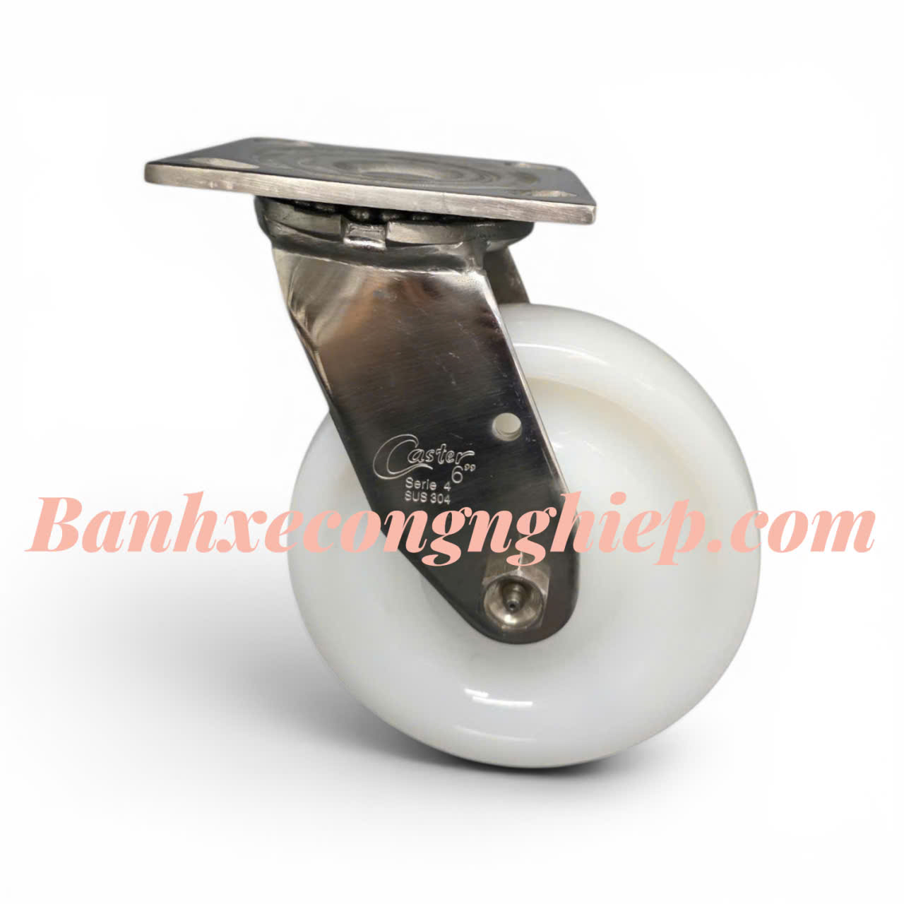 Bánh xe PA 100mm, 125mm, 150mm, 200mm càng inox 304 xoay Caster Serie 4 tải nặng