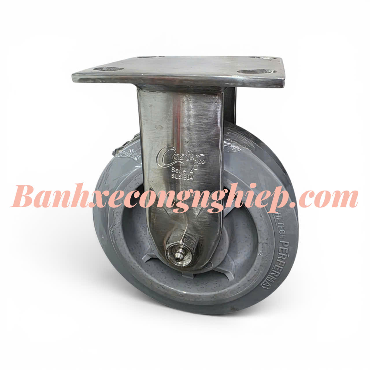 Bánh xe Hi-tech Perferma 100mm, 125mm, 150mm, 200mm càng inox 304 cố định Caster Serie 4 tải nặng