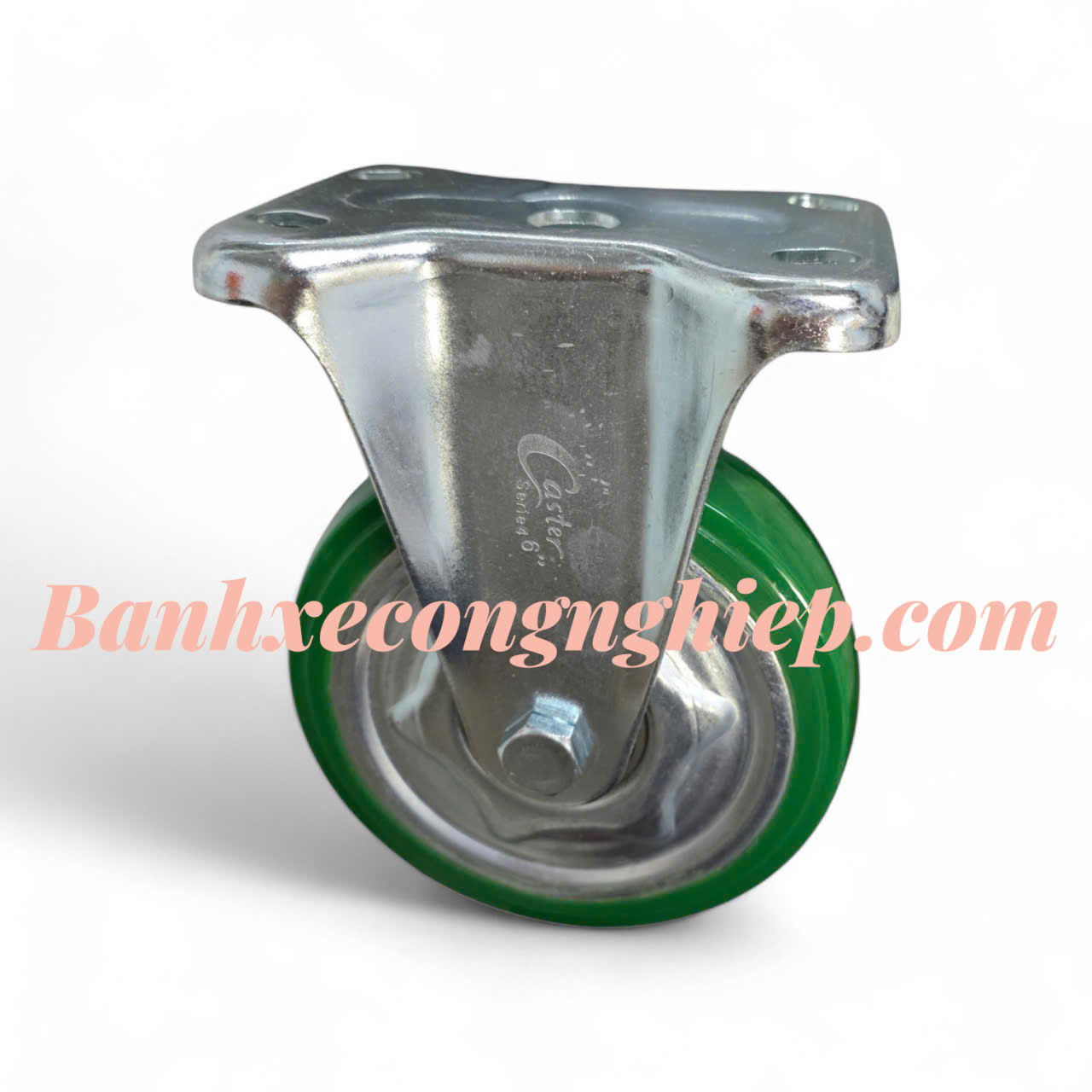 Bánh xe PU lõi thép 100mm, 130mm, 150mm, 200mm càng thép cố định Caster Serie 4 tải trung