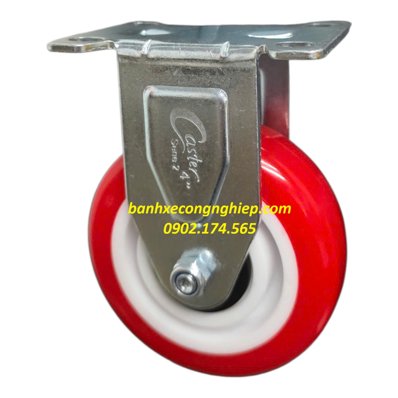 Bánh xe PU (Urethane) 75mm, 100mm, 125mm càng thép cố định Caster Serie 2 tải trung