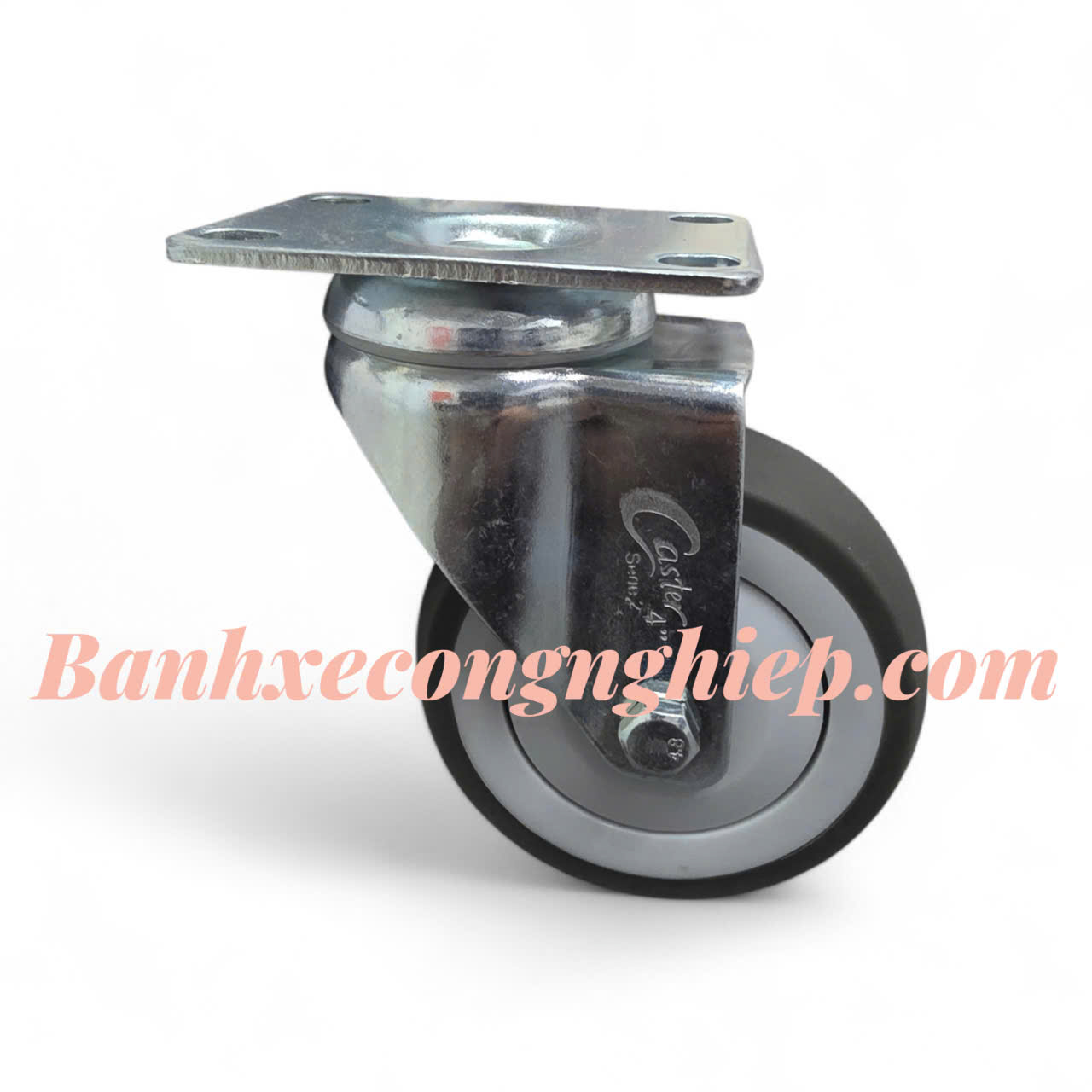 Bánh xe đẩy TPR (cao su xám) 75mm, 100mm, 125mm càng thép xoay Caster Serie 2 tải trung