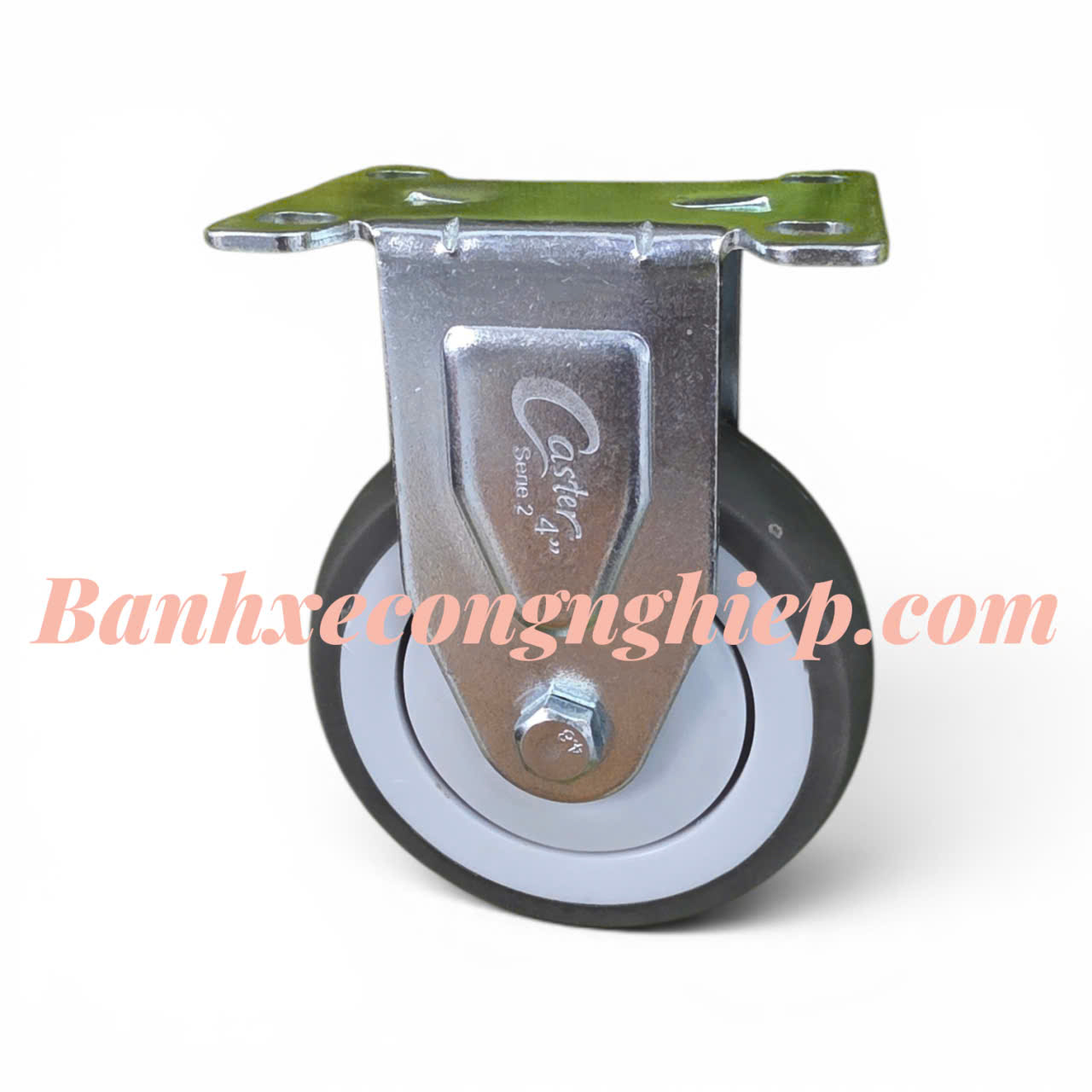 Bánh xe đẩy TPR (cao su xám) 75mm, 100mm, 125mm càng thép cố định Caster Serie 2 tải trung