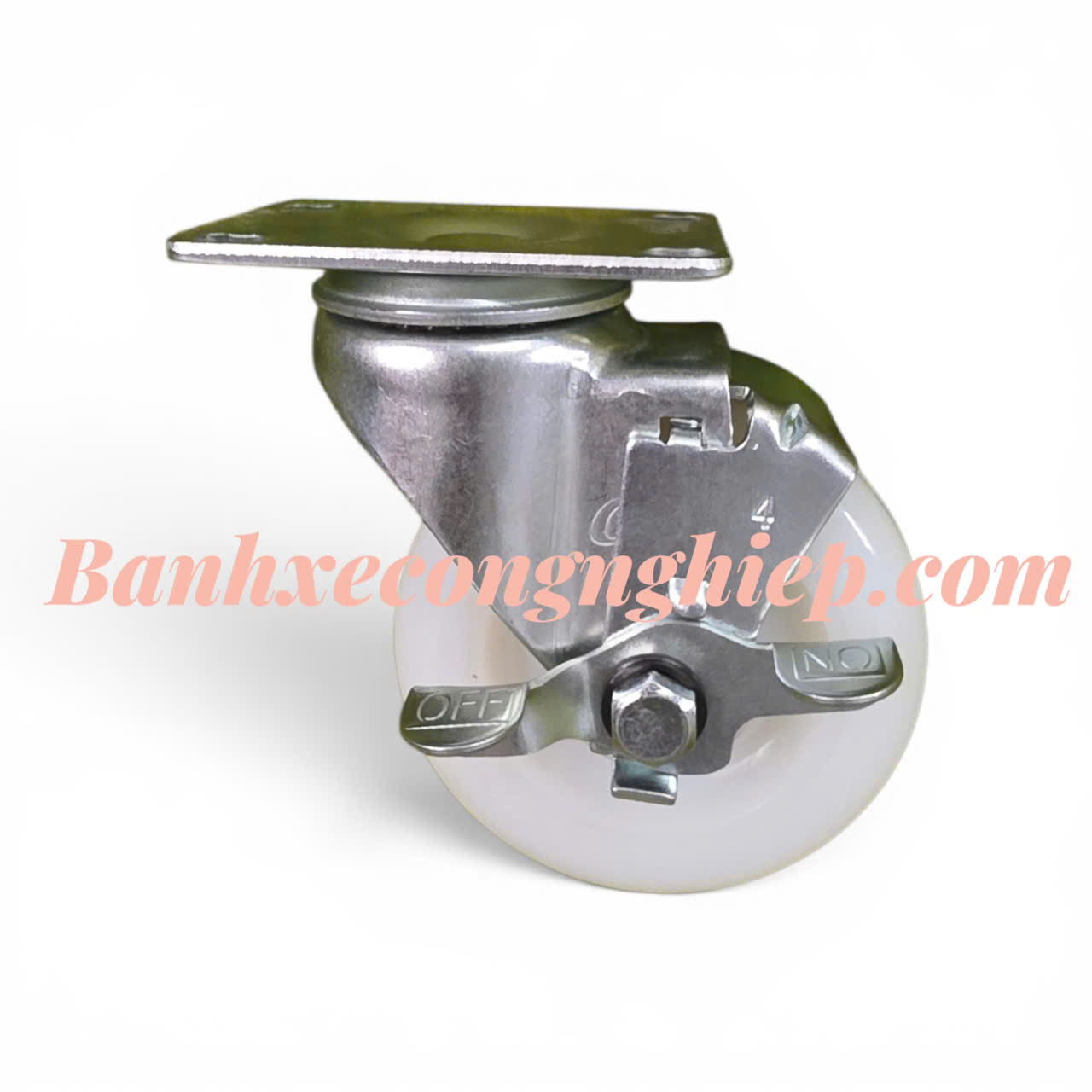 Bánh xe PA phi 75mm, 100mm, 125mm càng thép xoay khóa đơn Caster Serie 2 tải trung