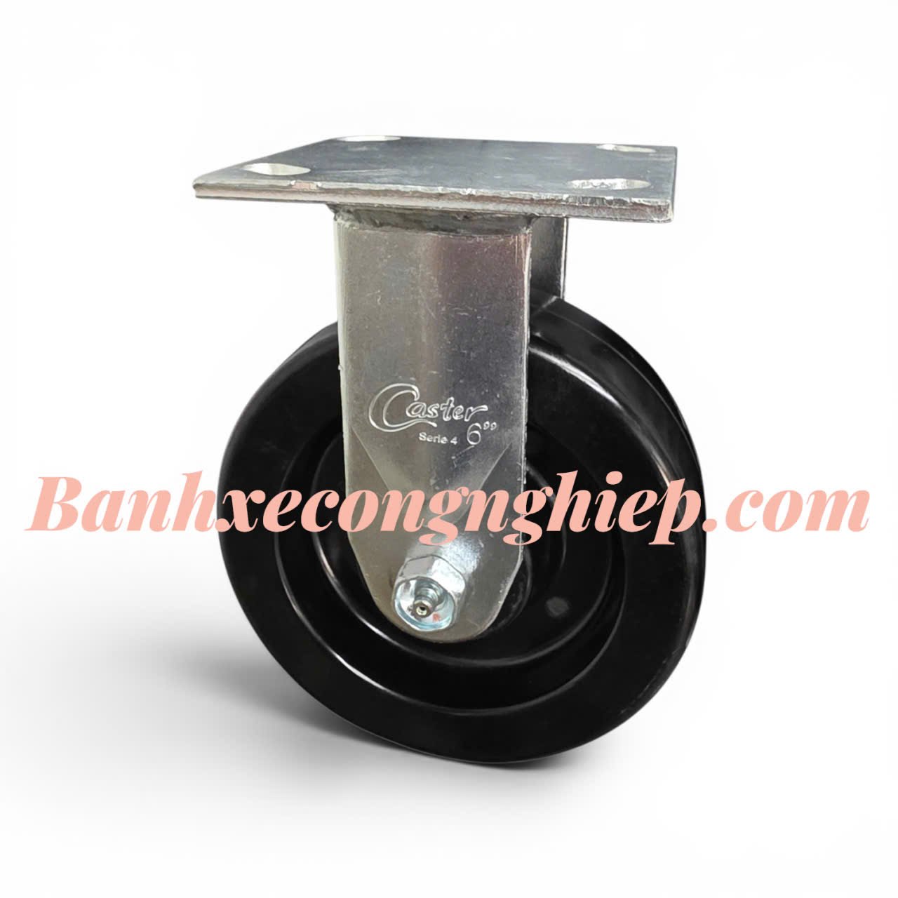 Bánh xe chịu nhiệt Phenolic 100mm, 125mm, 150mm, 200mm càng thép cố định Caster Serie 4 tải nặng