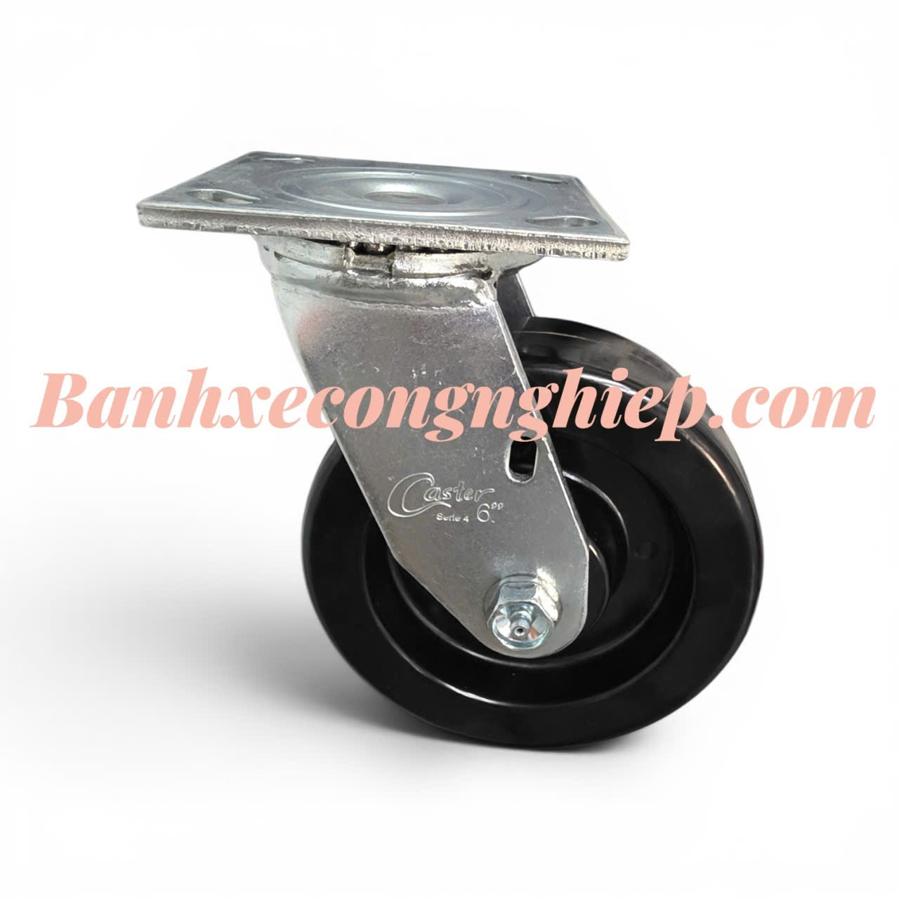 Bánh xe chịu nhiệt Phenolic 100mm, 125mm, 150mm, 200mm càng thép xoay Caster Serie 4 tải nặng
