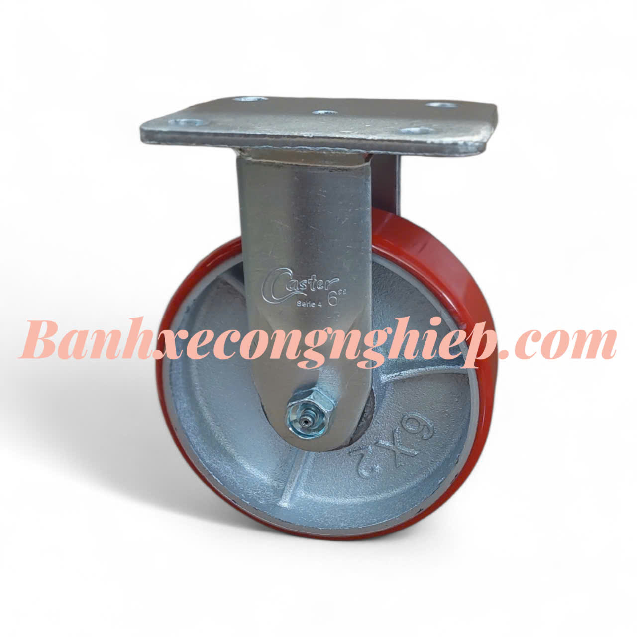 Bánh xe PU lõi gang 100mm, 125mm, 150mm, 200mm càng thép cố định Caster Serie 4 tải nặng
