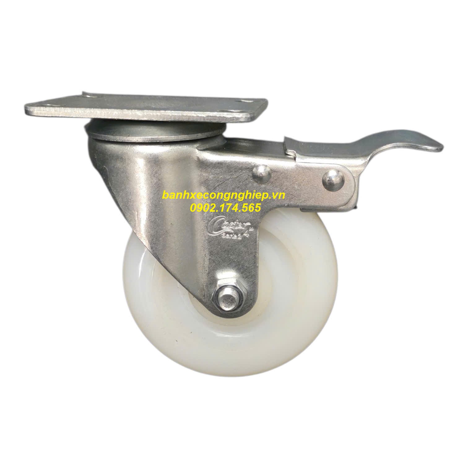 Bánh xe PA phi 75mm, 100mm, 125mm càng thép xoay khóa Caster Serie 2 tải trung