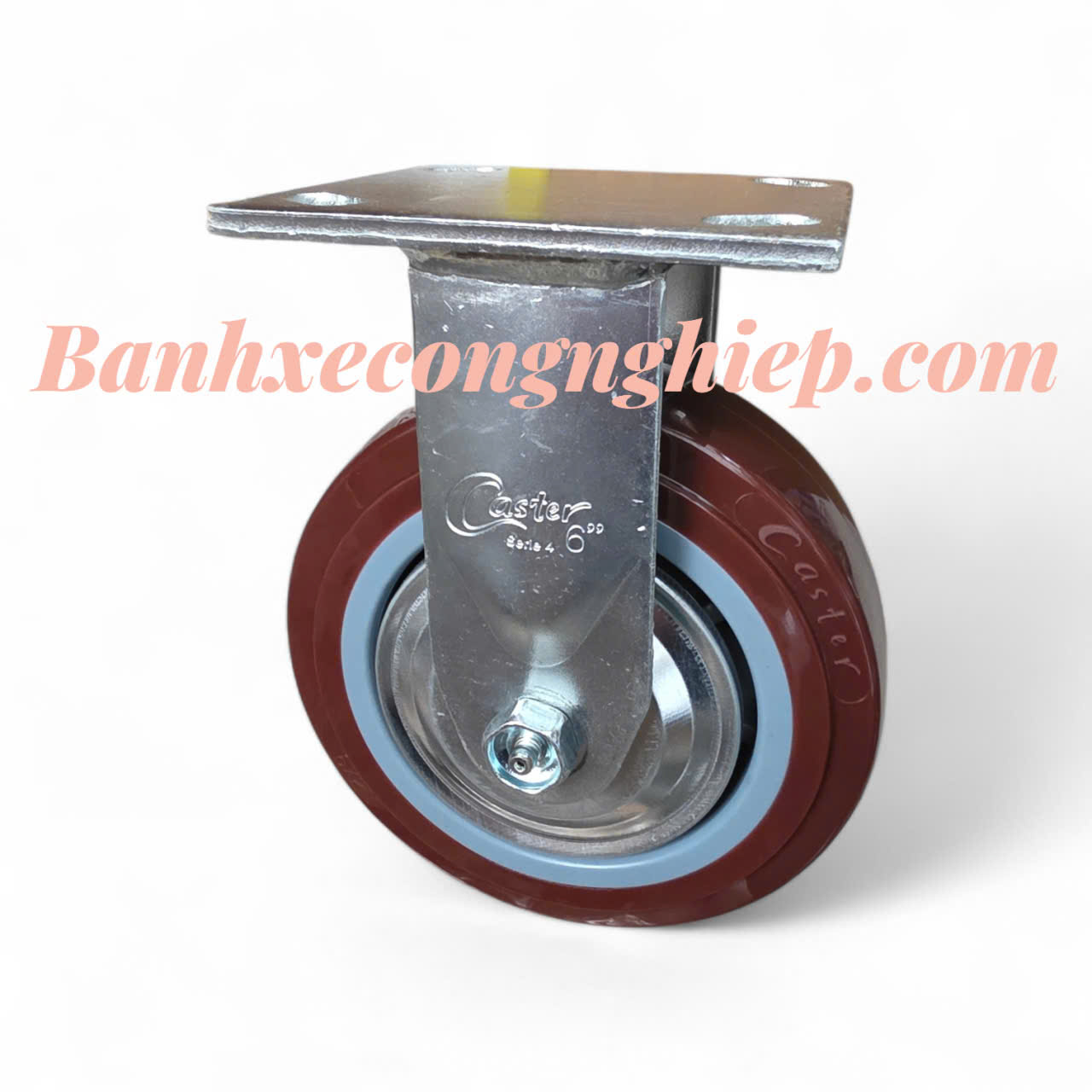 Bánh xe PU Hi-tech 100mm, 125mm, 150mm, 200mm càng thép cố định Caster Serie 4 tải nặng