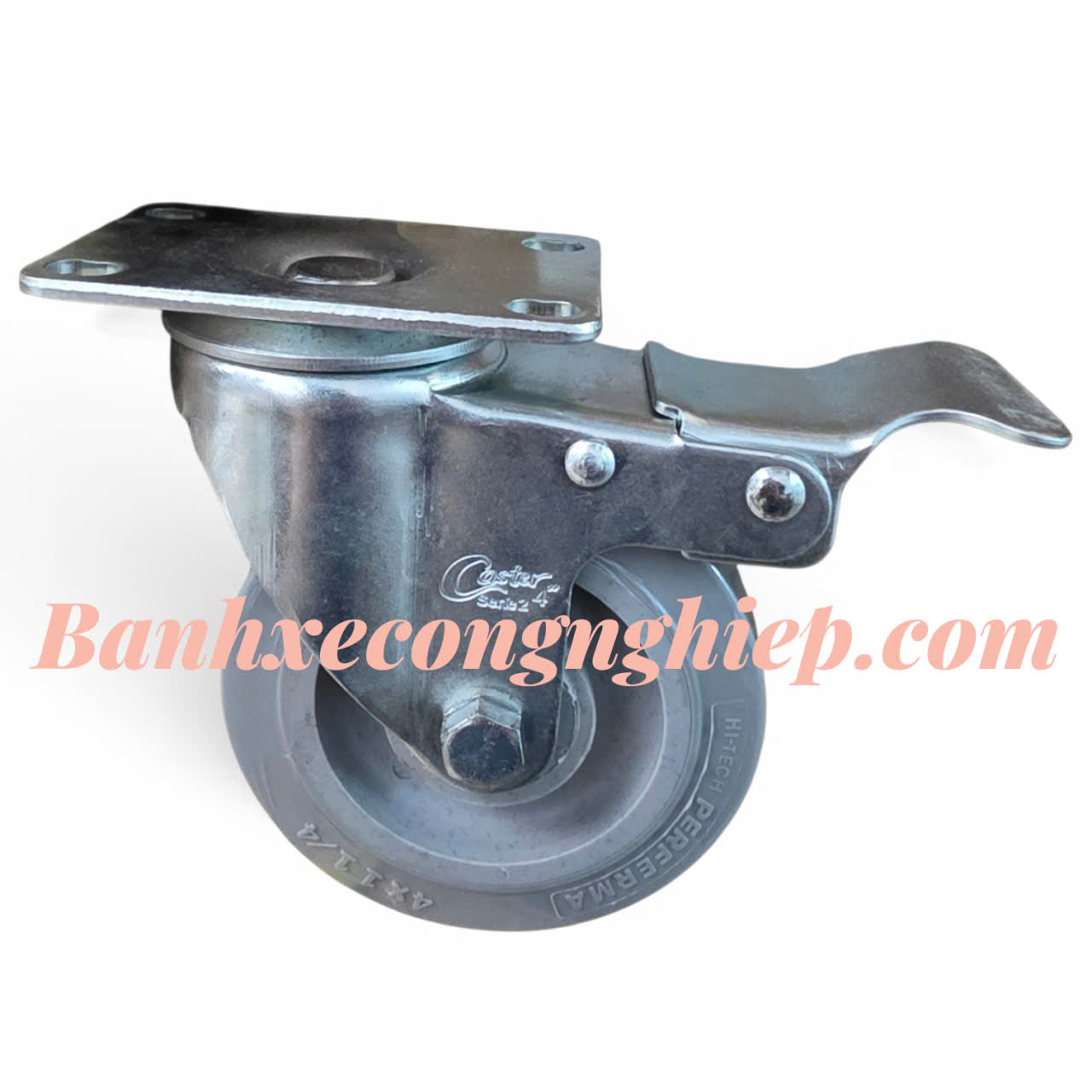 Bánh xe Hi-tech Perferma phi 75mm, 100mm, 125mm càng thép xoay khóa Caster Serie 2 tải trung